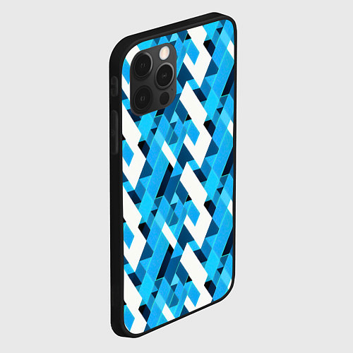 Чехол iPhone 12 Pro Синие и белые фигуры / 3D-Черный – фото 2