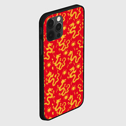Чехол для iPhone 12 Pro Золотые драконы на красном фоне, цвет: 3D-черный — фото 2