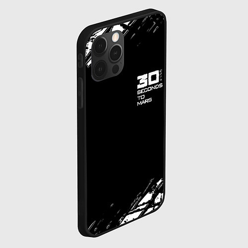 Чехол iPhone 12 Pro Thirty seconds to mars штрихи бенд / 3D-Черный – фото 2