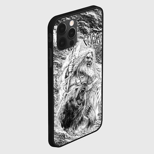 Чехол iPhone 12 Pro Воин с топором и медведь / 3D-Черный – фото 2