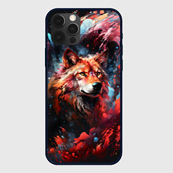 Чехол для iPhone 12 Pro Красный волк в брызгах краски, цвет: 3D-черный