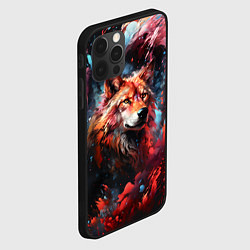 Чехол для iPhone 12 Pro Красный волк в брызгах краски, цвет: 3D-черный — фото 2