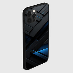 Чехол для iPhone 12 Pro Голубая неоновая полоса на черном, цвет: 3D-черный — фото 2