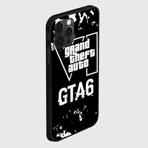 Чехол iPhone 12 Pro GTA6 glitch на темном фоне / 3D-Черный – фото 2