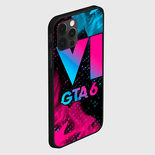 Чехол iPhone 12 Pro GTA 6 - neon gradient / 3D-Черный – фото 2