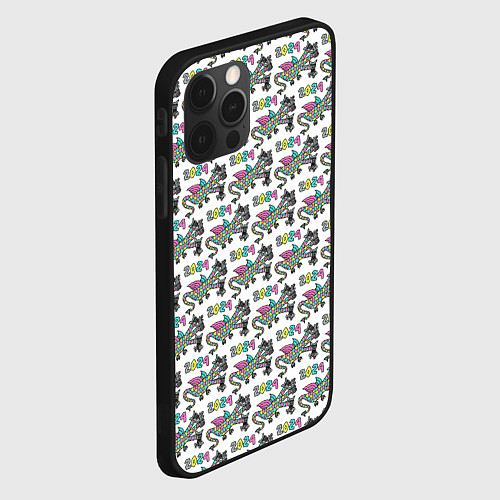 Чехол iPhone 12 Pro Паттерн детский со Змеем Горынычем / 3D-Черный – фото 2