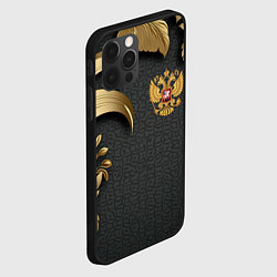 Чехол для iPhone 12 Pro Золотой герб России и объемные узоры, цвет: 3D-черный — фото 2