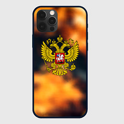Чехол для iPhone 12 Pro Герб РФ градиент огня, цвет: 3D-черный