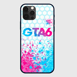 Чехол для iPhone 12 Pro GTA6 neon gradient style посередине, цвет: 3D-черный