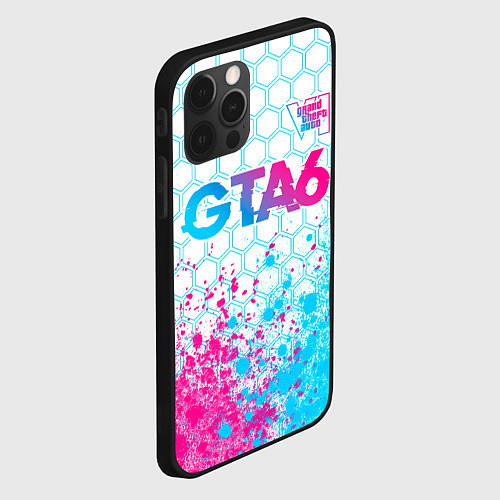 Чехол iPhone 12 Pro GTA6 neon gradient style посередине / 3D-Черный – фото 2