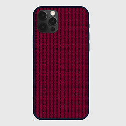Чехол для iPhone 12 Pro Полосы цепочки красно-пурпурный, цвет: 3D-черный