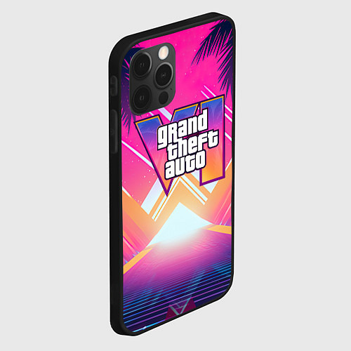 Чехол iPhone 12 Pro GTA6 hot summer Vaporwave / 3D-Черный – фото 2