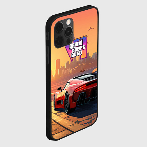 Чехол iPhone 12 Pro GTA 6 авто вид сзади / 3D-Черный – фото 2