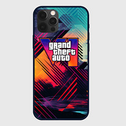 Чехол для iPhone 12 Pro GTA 6 аbstract logo, цвет: 3D-черный