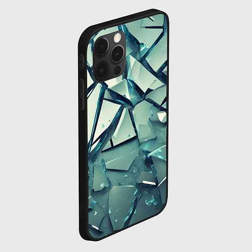 Чехол iPhone 12 Pro Битое стекло текстура / 3D-Черный – фото 2