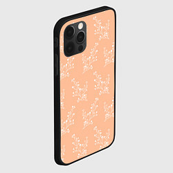 Чехол для iPhone 12 Pro Белые ветки на персиковом фоне, цвет: 3D-черный — фото 2