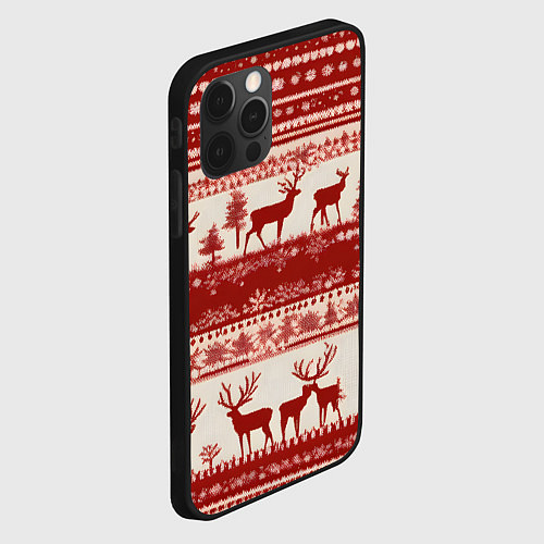Чехол iPhone 12 Pro Красные олени / 3D-Черный – фото 2