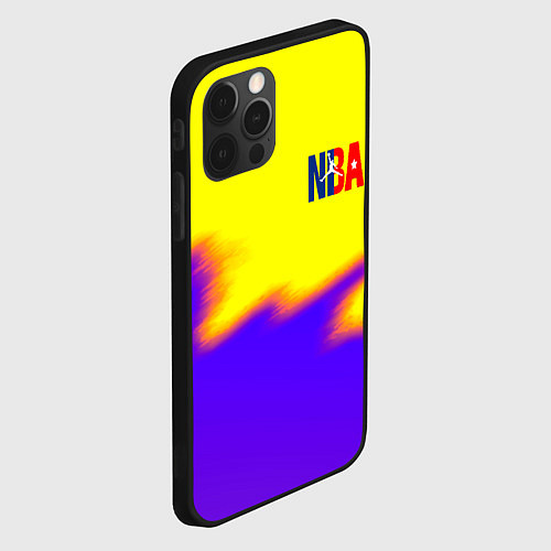 Чехол iPhone 12 Pro НБА баскетбол краски неоновые желтые / 3D-Черный – фото 2