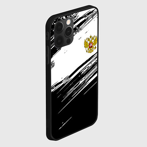 Чехол iPhone 12 Pro Герб РФ спортивные краски / 3D-Черный – фото 2