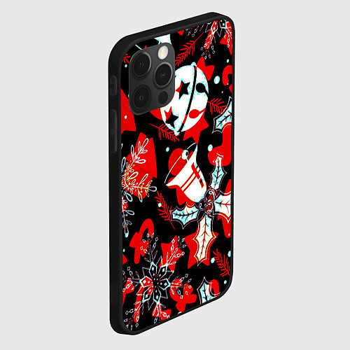 Чехол iPhone 12 Pro Рождественские паттерны орнамент / 3D-Черный – фото 2