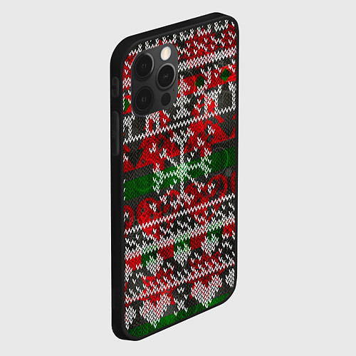 Чехол iPhone 12 Pro Вязанный орнамент узор / 3D-Черный – фото 2