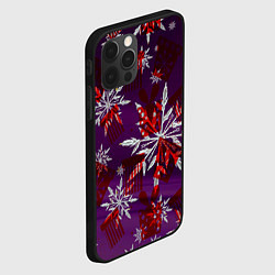 Чехол для iPhone 12 Pro Зимние снежинки узоры, цвет: 3D-черный — фото 2