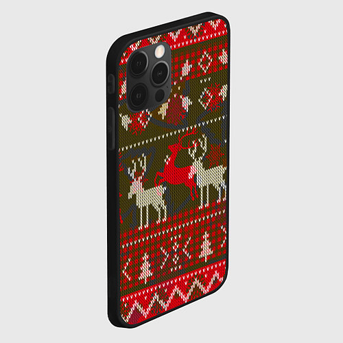 Чехол iPhone 12 Pro Рождественский орнамент / 3D-Черный – фото 2