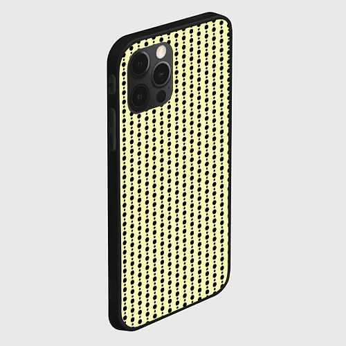 Чехол iPhone 12 Pro Бледно-жёлтый полосы кружочки / 3D-Черный – фото 2