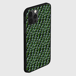 Чехол для iPhone 12 Pro Зелёные черепа на чёрном фоне, цвет: 3D-черный — фото 2
