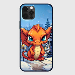 Чехол для iPhone 12 Pro Новогодний оранжевый дракон, цвет: 3D-черный