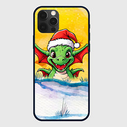 Чехол для iPhone 12 Pro Веселый дракон зеленый 2024, цвет: 3D-черный