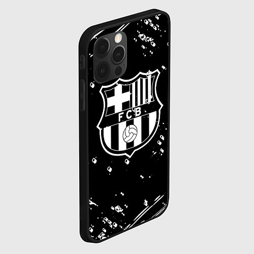 Чехол iPhone 12 Pro Barcelona белые краски спорт / 3D-Черный – фото 2