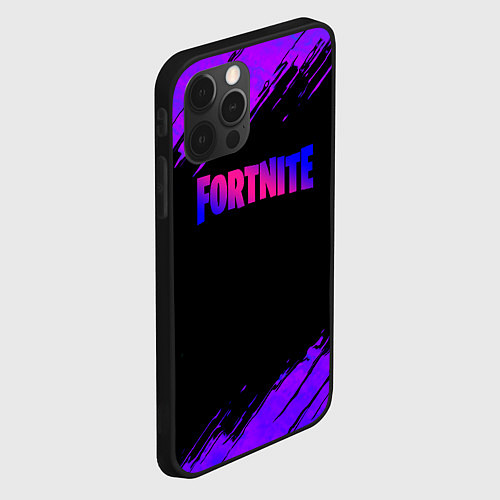 Чехол iPhone 12 Pro Fortnite epic games neon / 3D-Черный – фото 2