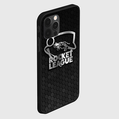 Чехол iPhone 12 Pro Rocket League - metal logo / 3D-Черный – фото 2