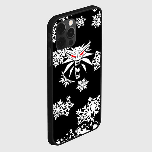 Чехол iPhone 12 Pro Ведьмак зимняя охота / 3D-Черный – фото 2