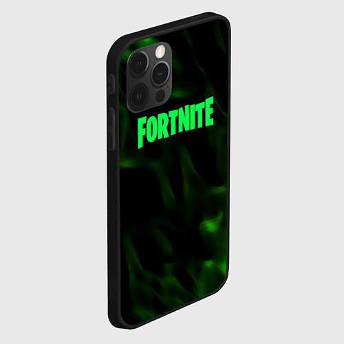 Чехол iPhone 12 Pro Fortnite языки пламени зелёный / 3D-Черный – фото 2