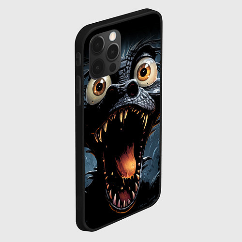 Чехол iPhone 12 Pro Удивленный черный дракон / 3D-Черный – фото 2
