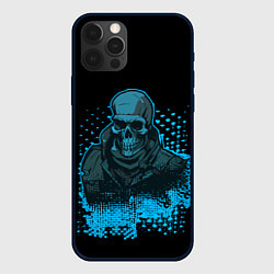 Чехол для iPhone 12 Pro Синий скелет на чёрном фоне, цвет: 3D-черный
