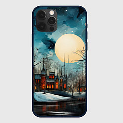Чехол для iPhone 12 Pro Ночной новогодний город, цвет: 3D-черный