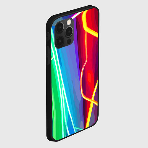 Чехол iPhone 12 Pro Абстрактные цветные полосы - композиция / 3D-Черный – фото 2