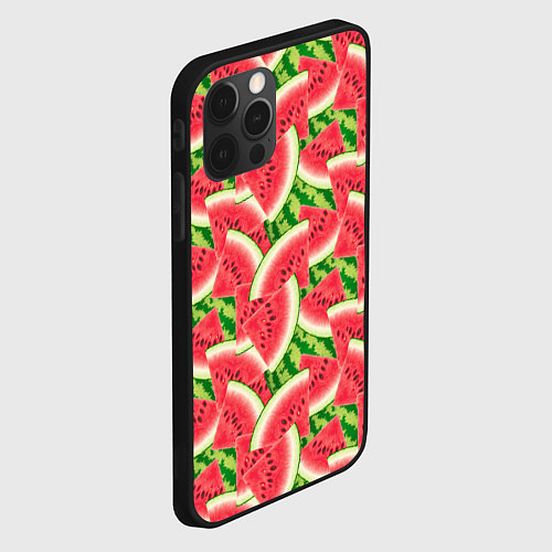 Чехол iPhone 12 Pro Дольки сладкого арбуза / 3D-Черный – фото 2