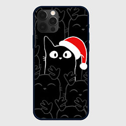 Чехол для iPhone 12 Pro New year cats, цвет: 3D-черный