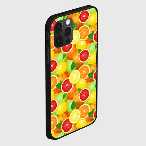 Чехол iPhone 12 Pro Цитрусовые фрукты / 3D-Черный – фото 2