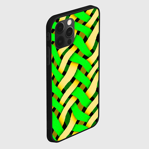 Чехол iPhone 12 Pro Кислотная объёмная плетёнка / 3D-Черный – фото 2