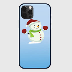 Чехол для iPhone 12 Pro Снеговик новогодний, цвет: 3D-черный