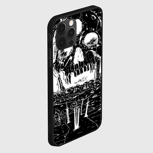 Чехол iPhone 12 Pro Череп черного клевера / 3D-Черный – фото 2