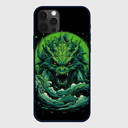 Чехол для iPhone 12 Pro Зеленый яркий неоновый дракон 2024 год, цвет: 3D-черный
