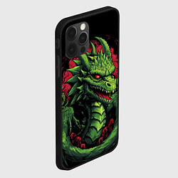 Чехол для iPhone 12 Pro Зеленый яркий неоновый дракон 2024 год, цвет: 3D-черный — фото 2