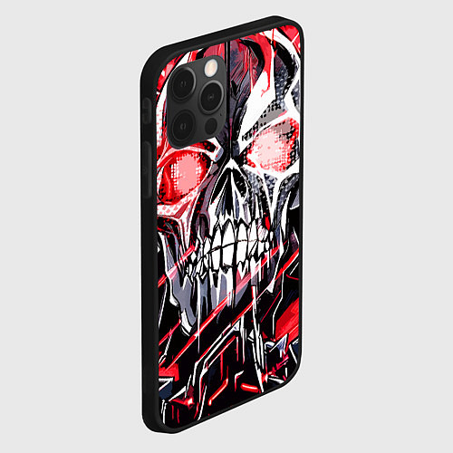 Чехол iPhone 12 Pro Красный адский череп / 3D-Черный – фото 2