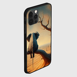 Чехол для iPhone 12 Pro Слон сидит на ветке сухого дерева, цвет: 3D-черный — фото 2